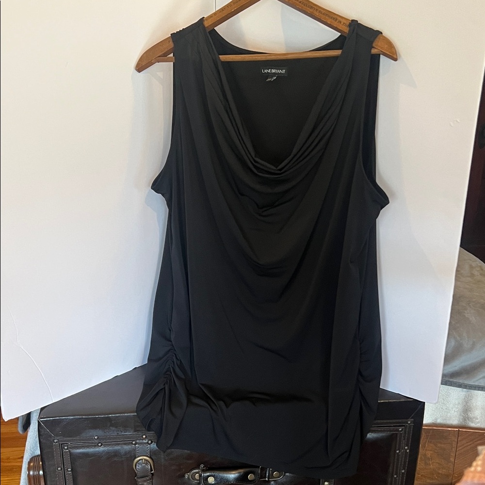 Lane Bryant Black Draped Cowl Neck Sleeveless Top